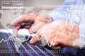 Business person working on computer against technology background Royalty Free Stock Photo