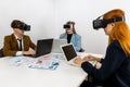 Business persons with virtual reality headsets in meeting room at the office. businessperson brainstorming on a virtual 3d vr gogg