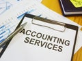 Business photo shows printed text accounting services