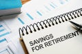 Business photo shows printed text savings for retirement