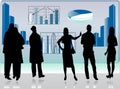 Business picture with people silhouettes Royalty Free Stock Photo