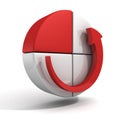 Business pie chart diagram with rising red arrow Royalty Free Stock Photo