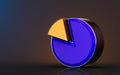 Business pie chart icon on dark background 3d render concept Royalty Free Stock Photo