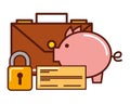 Business piggy bank check briefcase security