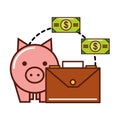 Business piggy bank money banknote briefcase