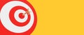 business plan achieves goals A picture of the success of the goals set. red circle target with arrow on yellow background,3d Royalty Free Stock Photo