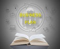 Business plan concept above a book Royalty Free Stock Photo