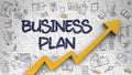 Business Plan Drawn on White Brickwall. Royalty Free Stock Photo