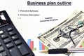 Business plan with graphical analysis and money