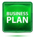 Business Plan Neon Light Green Square Button Royalty Free Stock Photo