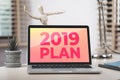 2019 Business plan on screen laptop computer.