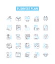 Business plan vector line icons set. Business, Plan, Strategy, Financing, Proposal, Start-up, Objectives illustration Royalty Free Stock Photo