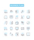Business plan vector line icons set. Business, Plan, Strategy, Financing, Proposal, Start-up, Objectives illustration Royalty Free Stock Photo