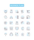 Business plan vector line icons set. Business, Plan, Strategy, Financing, Proposal, Start-up, Objectives illustration Royalty Free Stock Photo