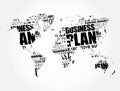 Business Plan word cloud in shape of world map, business concept background Royalty Free Stock Photo