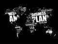 Business Plan word cloud in shape of world map, business concept background Royalty Free Stock Photo