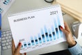 Business planning and analytics calendar for 2021 closeup. Royalty Free Stock Photo