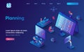 Business planning concept 3d isometric web landing page. People make schedules with work tasks, mark dates on calendar, organize Royalty Free Stock Photo