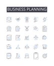 Business planning line icons collection. Marketing strategy, Financial management, Sales planning, Operations management Royalty Free Stock Photo