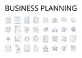 Business planning line icons collection. Marketing strategy, Financial management, Sales planning, Operations management Royalty Free Stock Photo