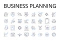 Business planning line icons collection. Marketing strategy, Financial management, Sales planning, Operations management Royalty Free Stock Photo