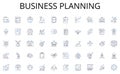 Business planning line icons collection. Beginning, Initiation, Start, Launch, Onset, Inception, Commencement vector and