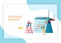 Business Planning Schedule Landing Page Template. Time Management People Characters Working with Calendar Planner Royalty Free Stock Photo