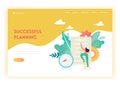 Business Planning and Strategy Landing Page Template. Busibess Woman with Checklist for Web Page or Website