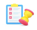 Business planning to do list successful task done time management deadline control 3d icon vector