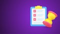 Business planning to do list successful task done time management deadline control 3d icon vector
