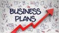 Business Plans Drawn on White Brick Wall. Royalty Free Stock Photo