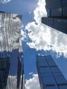 Business plazas under blue sky