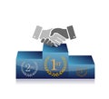 business podium handshake concept