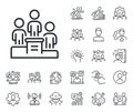 Business podium line icon. Employee nomination sign. Specialist, doctor and job competition. Vector