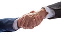 Business or political partnership concept.Handshake closeup on white background. Clipping path Royalty Free Stock Photo