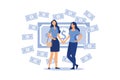 business porters a successful team. The investor holds money in ideas. Royalty Free Stock Photo