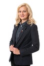 business portrait of a middle aged woman in a suit on a white isolated background Royalty Free Stock Photo