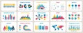 Business presentation charts. Finance reports, marketing data graphs and infographic template vector set Royalty Free Stock Photo