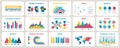Business presentation charts. Finance reports, marketing data graphs and infographic template vector set Royalty Free Stock Photo