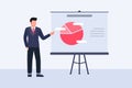 Business presentation concept with man give presentation with data graph analysis on white board Royalty Free Stock Photo