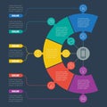 Business presentation concept with 5 options. Web Template of a info chart. Part of the report with icons set. Infographic of