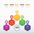 Business presentation or info graphic with 5 options. Web Template of a chart, mindmap or diagram with 5 steps. Vector Royalty Free Stock Photo