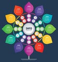 Business presentation or info graphics concept with 12 steps and 24 icons. Template of development tree. Diagram looks like Flower Royalty Free Stock Photo