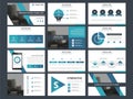 Business presentation infographic elements template set, annual report corporate horizontal brochure design