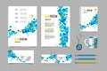 Business presentation infographic elements template set, annual report corporate vertical brochure design. Pencil, mug, keychain,