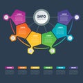 Business presentation or infographic examples with 6 options. Vector dynamic infographics or mind map of technology or education