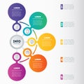 Business presentation or infographic with 5 options. Vector dynamic infographics or mind map of technology or education process. Royalty Free Stock Photo