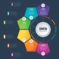 Business presentation or infographic with 6 options. Web Template of a chart, mindmap or diagram with 6 steps. Vector