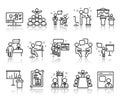 Business presentation line icons.