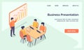 Business presentation team for website template landing homepage with modern isometric flat
